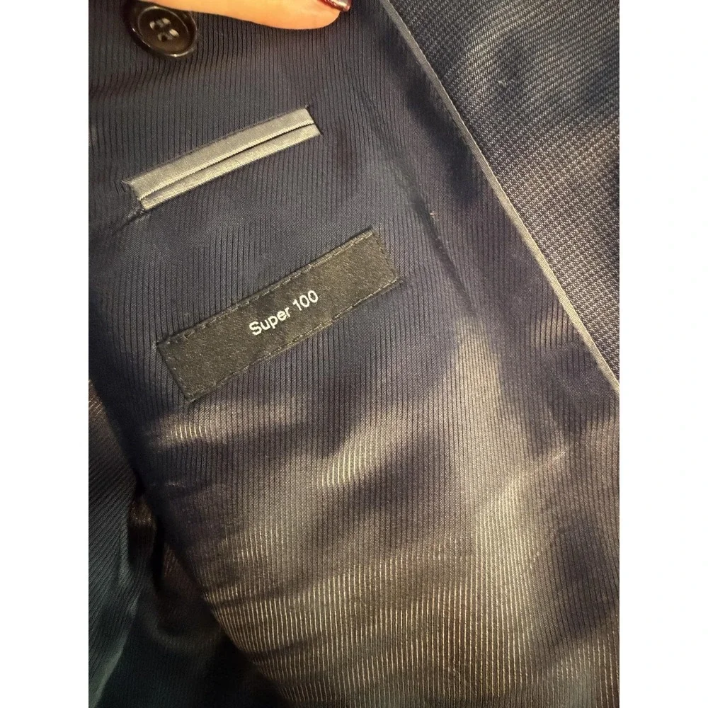 Hugo Boss Suit Mens 42 38x31 Gray Super 100 Wool 2 Piece Jacket Pants FLAWS
